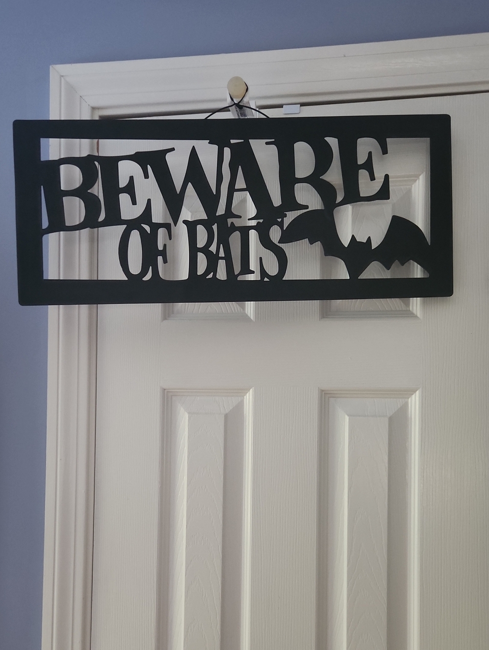 Black "Beware of Bats" Wall Sign - Halloween Home Wall Decor